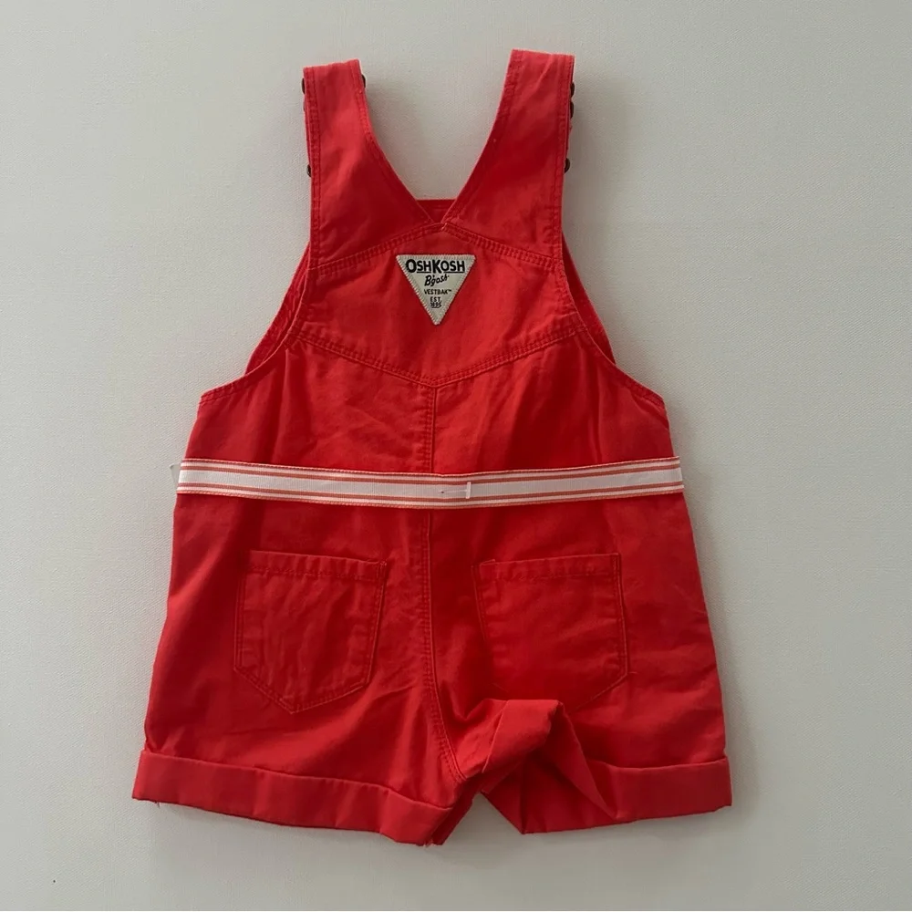 OshKosh 12 Months Baby Girls Red Shortall Overalls Summer NWT